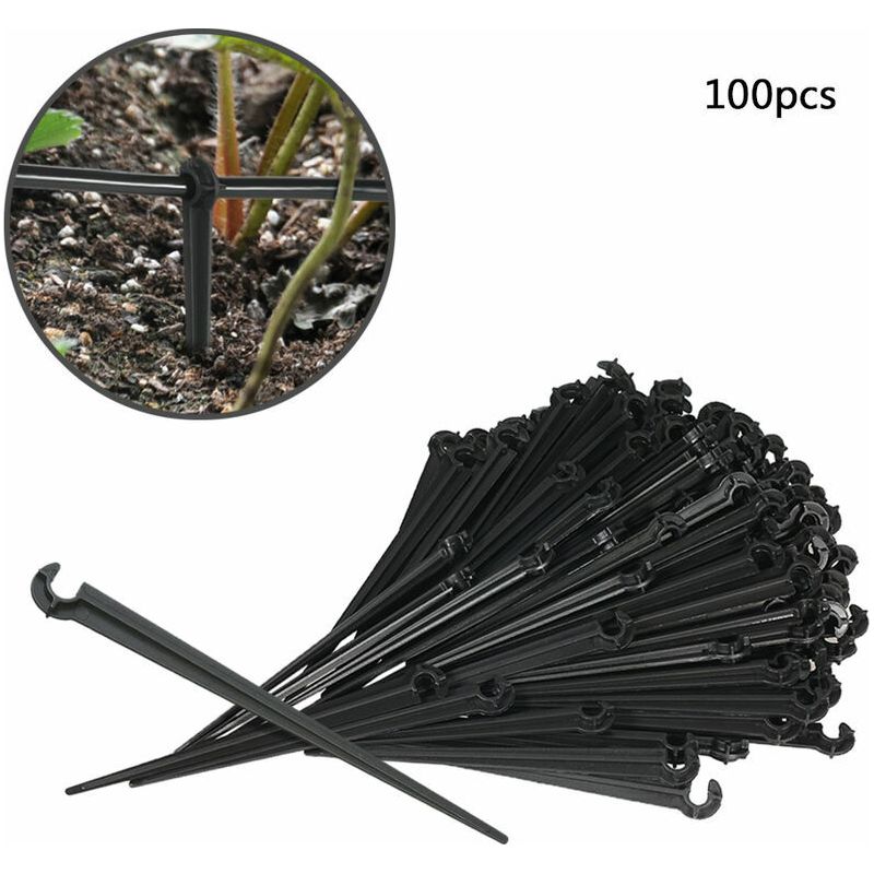 Vurahome – 100 Mikro-sprühbewässerungszubehörteile, Erdungsstecker, 4/7-mm-kapillarschlauch, C-halterung, Gartenhalterung, Pfostenhalterung