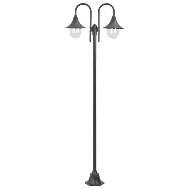 vidaXL Garten-Pollerleuchte E27 220 cm Aluminium 2-Laterne Bronze 44209