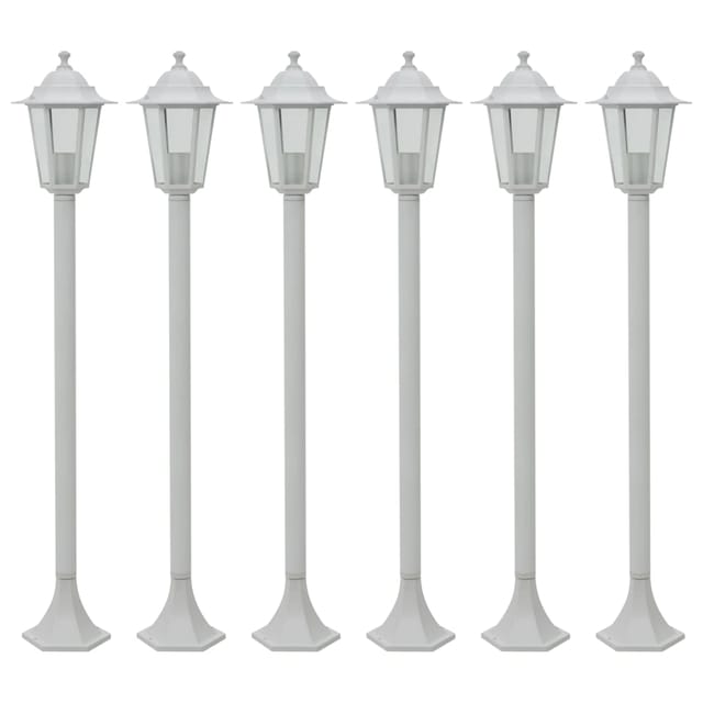 vidaXL Garten-Pollerleuchte 6 Stk E27 110 cm Aluminium Weiß 44215