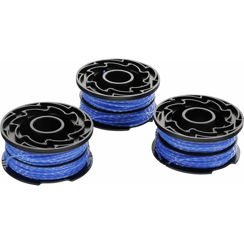 Black+decker Lot De 3 Bobines De Rechange Pour Coupe-bordures, Bobine A Déroulement Automatique, 3 X 12 M De Fil En Nylon, Fil De ⌀1,65 Mm, A6441x3-xj Bleu