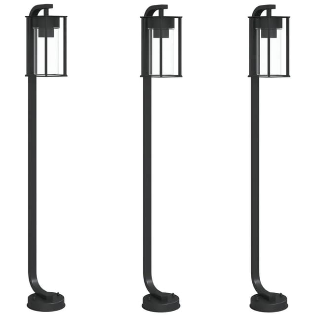 vidaXL Wegeleuchten 3 Stk Schwarz 100 cm Edelstahl 4006348