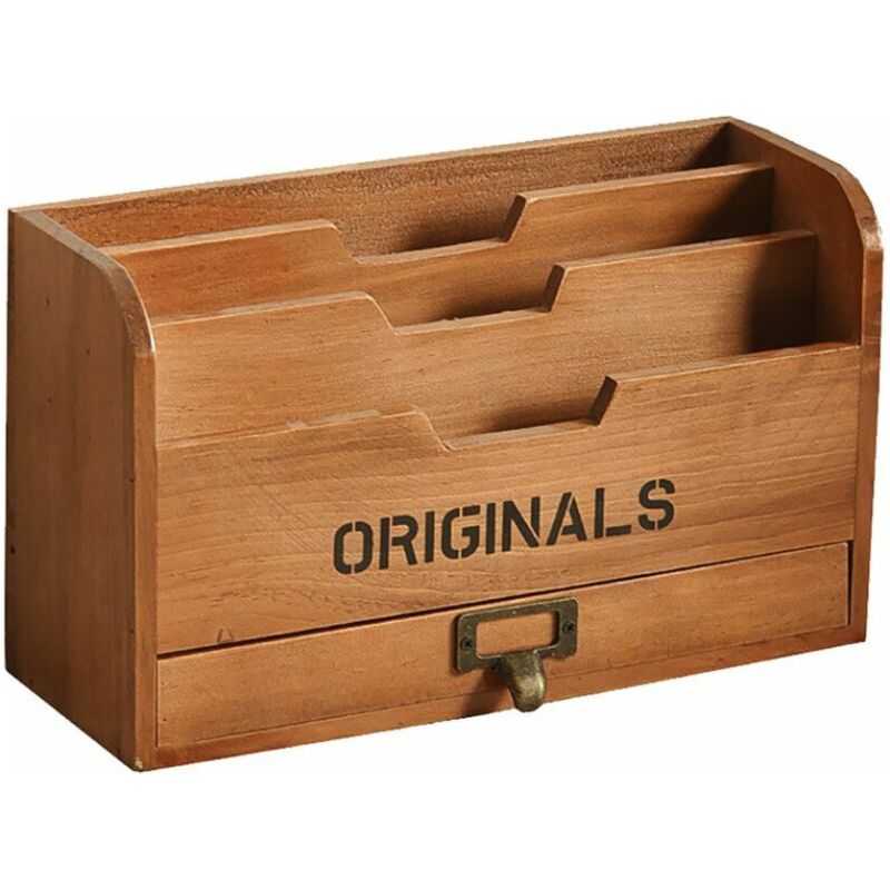 Vurahome – Schreibtisch-organizer Mit Schublade, Mehrstufige Schreibtisch-aufbewahrungsbox, Briefablage Aus Holz, Büroaccessoires