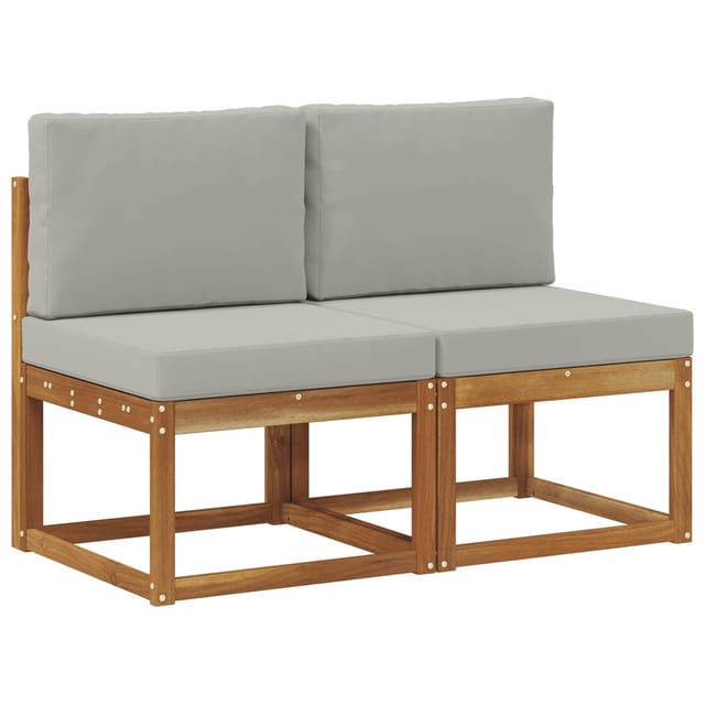 vidaXL 2 Stück Outdoor Mittelsofa Massivholz Akazie Natur 900460