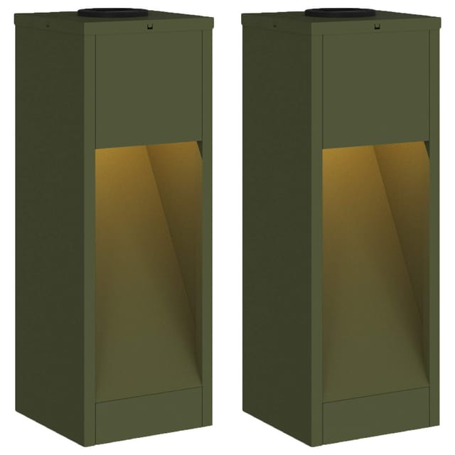 vidaXL Solar LED Wegeleuchte 2 Stk Olive Grün Kalt Gewalzter Stahl 879712