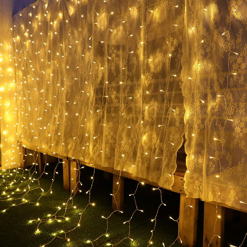 6 X 3 M Vorhanglichter, 600 Led-weihnachtslichter Für Den Außenbereich, Wasserdichte Ip44-vorhang-lichterkette, Led-lichtervorhang Mit 8 Modi Und Eu-stecker, Für Weihnachten, Hochzeit, Geburtstag, Fen