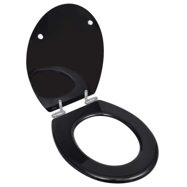 vidaXL Toilettensitz MDF Deckel mit Absenkautomatik Design Schwarz 140799