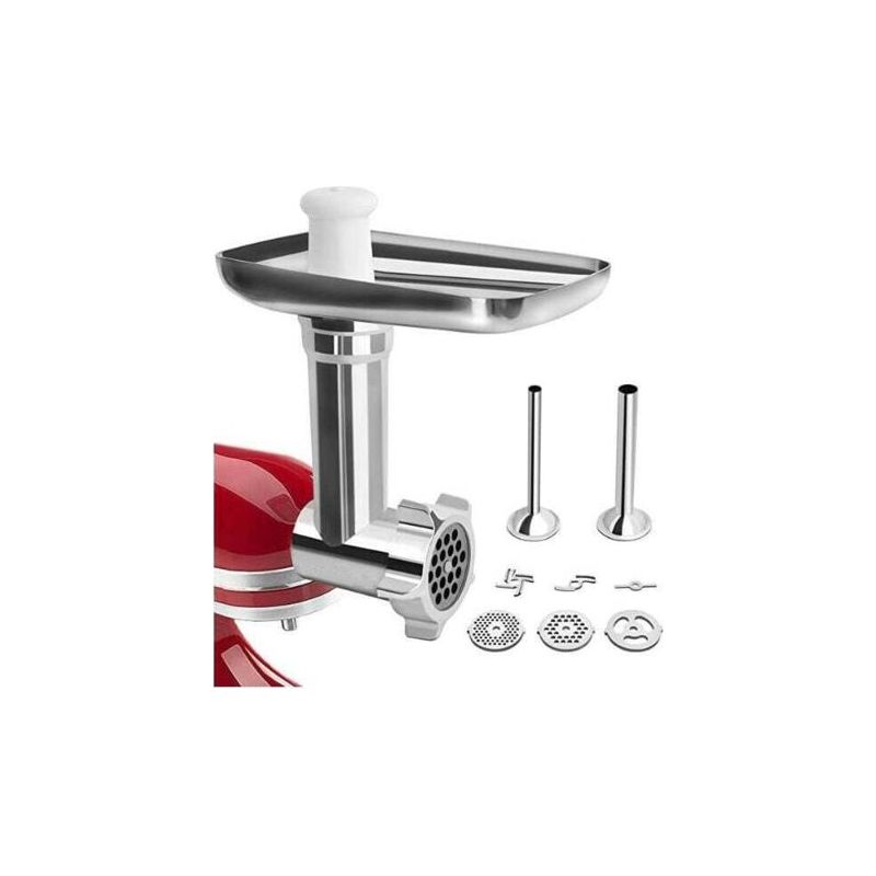 Kitchenaid Fleischwolf-aufsatz Für Küchenmaschinen – Lebensmittelechtes Aluminium – 3 Lochscheiben Und 2 Füllrohre