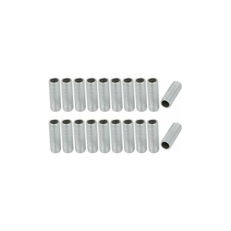 Vurahome - Lampenrohrnippel M10 Gewinde 30mm Oberflächenlänge Hohlgewindestange Für Leuchtenreparaturteil Hardware Für Leuchten Verzinkt Silber Packung Mit 20.