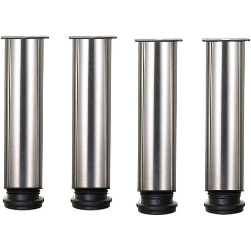 Höhenverstellbare, 200 Mm Hohe, Verstärkte Schrankfüße/tischfüße/möbelfüße Aus Gebürstetem Edelstahl, Höhenverstellbar Von 0 Bis 15 Mm. Inklusive Edelstahlschrauben.