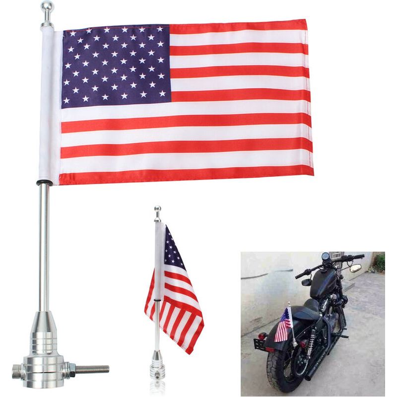 Vurahome - Amerikanische Usa Motorradflaggen-gepäckträgerhalterung Für Harley Silber