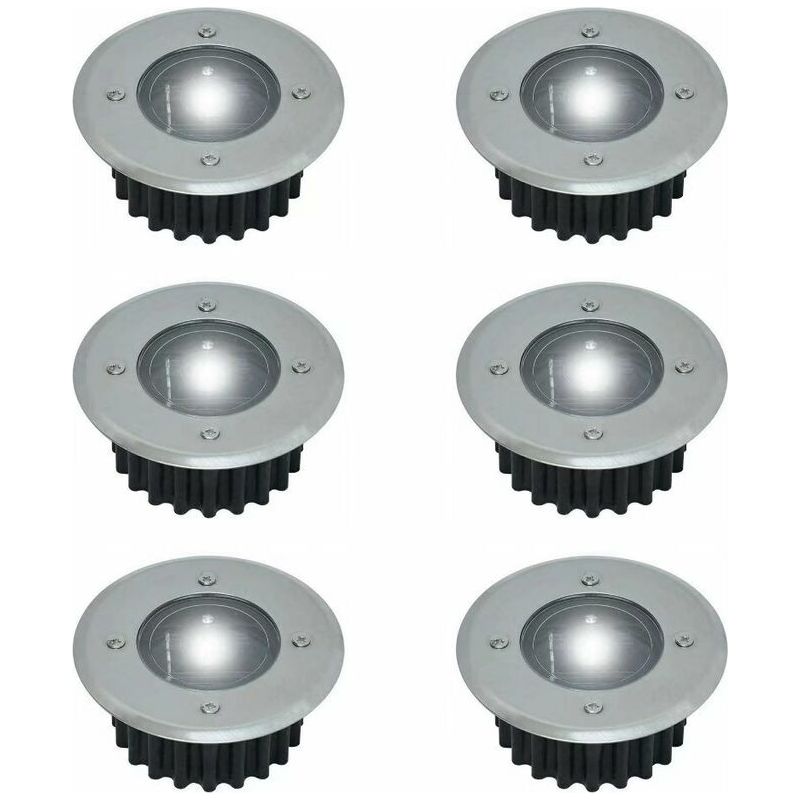 Vurahome – Set Mit 6 Eingelassenen Solar-led-bodenstrahlern – Rund – Durchmesser: 85 Mm – Trittfestes Gehäuse – Edelstahlfront – 6 Solarlampen – Schutzart Ip44