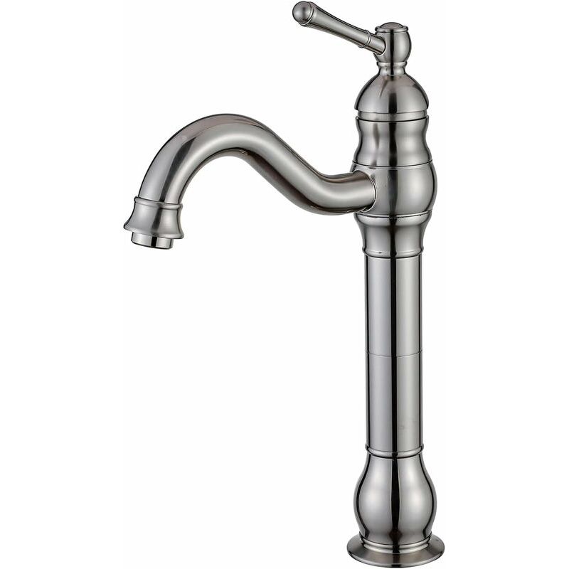 Vurahome – Retro-badezimmerarmatur Mit Hohem Auslauf, Gebürstete, Matte Oberfläche, 360° Schwenkbar, Einhebelmischer, Messing-badezimmerarmatur, Hoher Auslauf Für Badezimmer