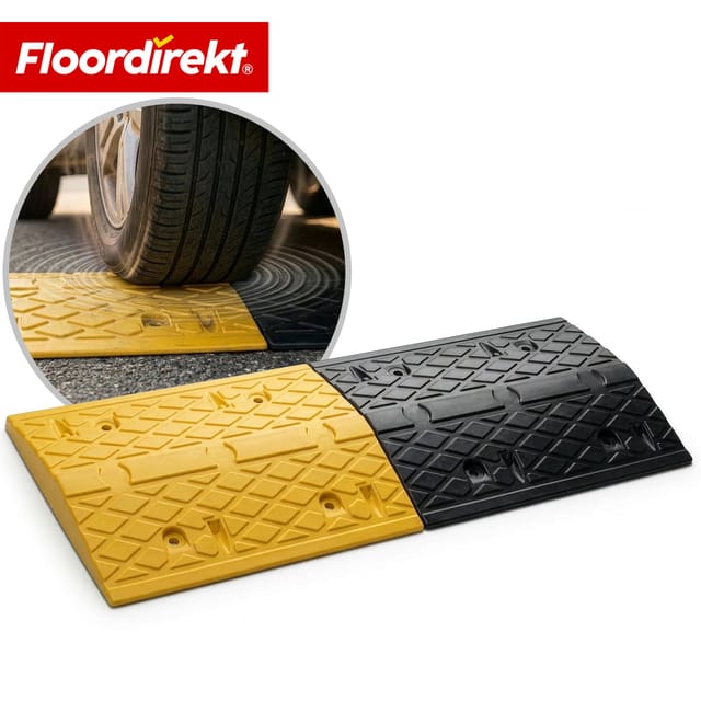 Floordirekt Bodenschwelle Vento Fahrbahnschwelle Gummi 2-teilig Max. 30 Tonnen Schwarz-Gelb