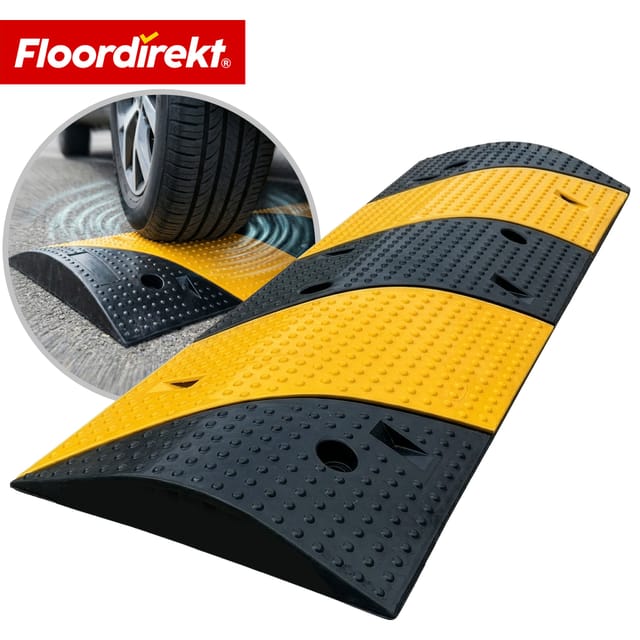 Floordirekt Bodenschwelle Pico Fahrbahnschwelle Gummi Max. 30 Tonnen Schwarz-Gelb 100 x 30 cm