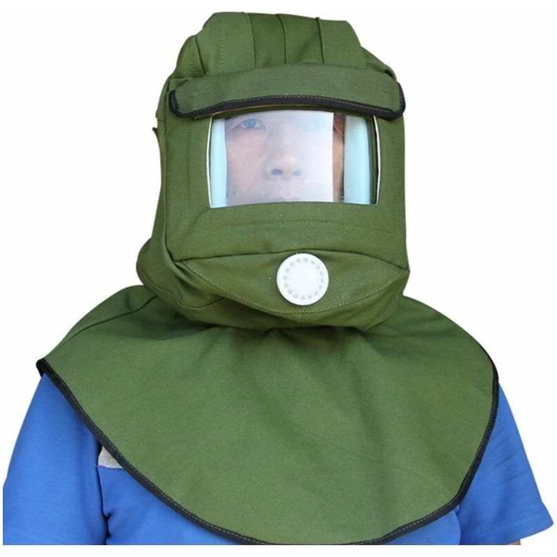 Vurahome – Sandstrahlhaube, Windschutzhelm, Staubmaske Für Sandstrahlarbeiten, Schutzmaske, Grün
