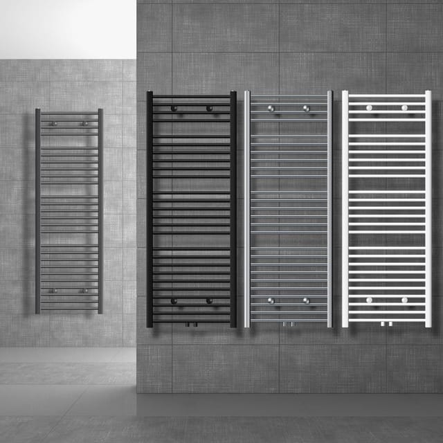 LuxeBath Badheizkörper 400x800mm Weiß Gerade + Ventil Universal