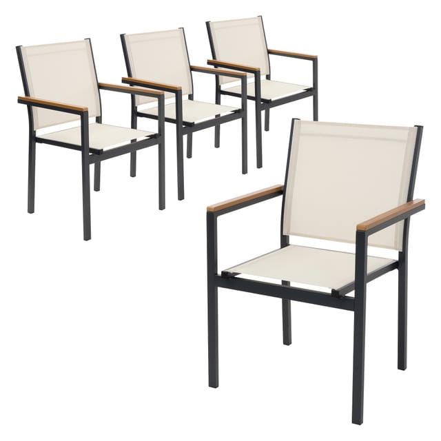 ML-Design Gartenstühle 4Er Set Beige Textilene mit Aluminiumgestell