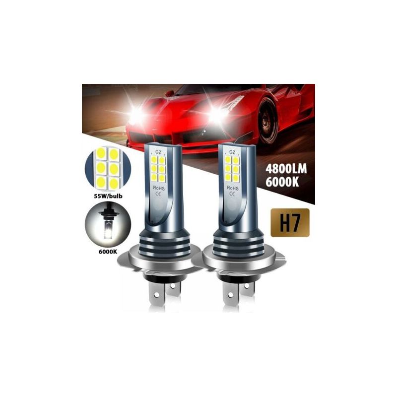 Vurahome - Packung Mit 2 H7 Led-scheinwerferlampen, 6500k Weiß, 360-grad Cob 3030 Led-perlen, Ip68 Wasserdicht Und Stoßfest, Scheinwerferlampe Für Fern-/abblendlicht.