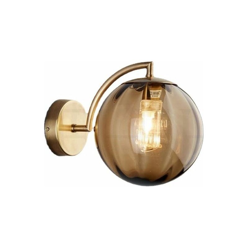 Vurahome - Neue Nordisch-moderne Wandleuchte Ø15cm Wandleuchte Mit Bernsteinfarbener Glaskugel Und Metallhalterung (bernstein)