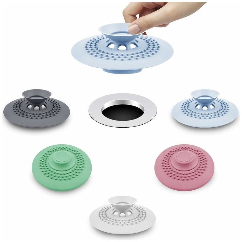 Vurahome - Set Mit 5 Silikon-duschablaufstopfen Für Badewanne, Waschbecken, Lavendel, Küche, Badezimmer (5 Farben)