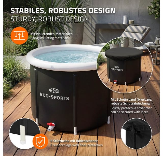 ECD Germany Eistonne Ø80 cm 350L Schwarz-Weiß aus Oxford-Gewebe