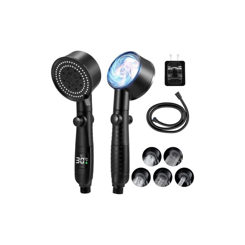 Vurahome – Hochdruck-duschkopf Mit 5 Einstellbaren Modi – Led-temperaturanzeige – 1,5 M Edelstahl-brauseschlauch – Antikalk-funktion – Wassersparend