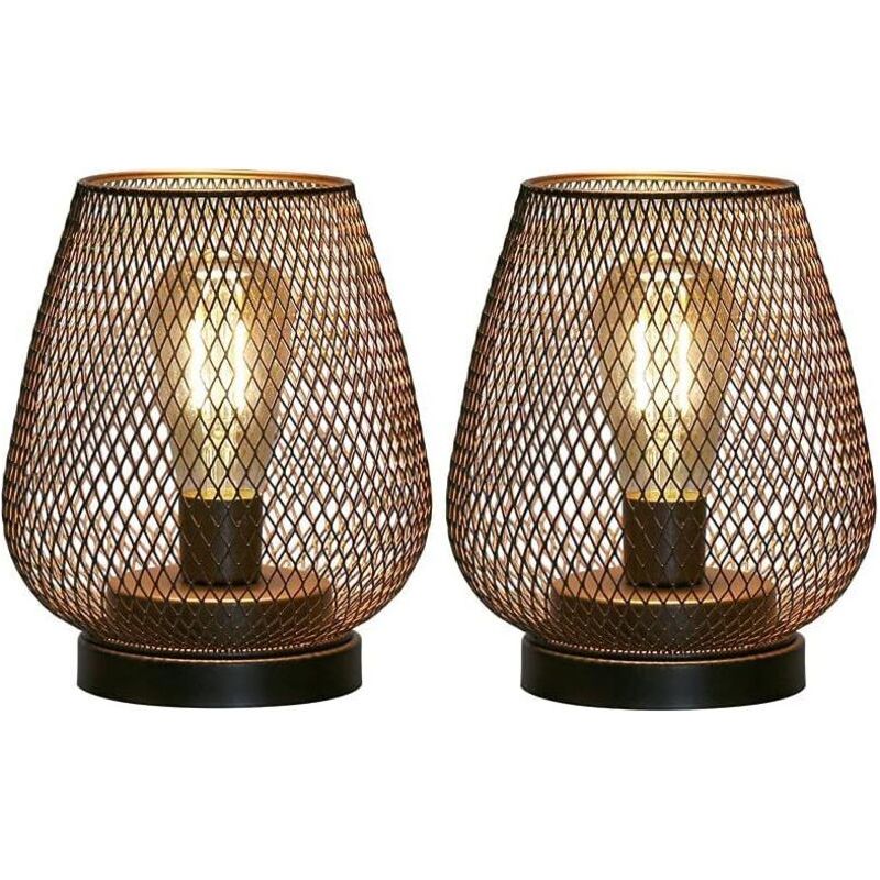 Rhg Designer-nachttischlampe, Batteriebetriebene Tischlampen Für Den Außenbereich, Set Mit 2 Tischlampen Mit Metallkäfig, Kabellose Wohnzimmerlampen Für Hochzeiten, Partys Und Terrassen, Geeignet Für