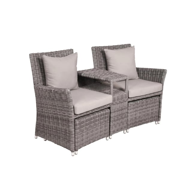 DELUKE Gartenstuhl URBAN Hocker Kunststoff Grau Relaxsessel Wetterfest Gartenstühle Outdoor