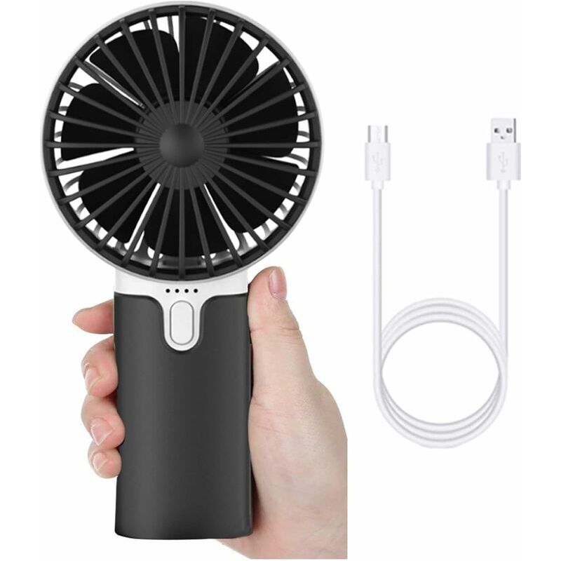 Vurahome - Usb-wiederaufladbarer Handventilator, 5200-mah-akku, Mini-ventilator Mit Leisem Betrieb Und 3 Einstellbaren Geschwindigkeitsstufen, Tragbarer Ventilator Für Zuhause, Büro Und Reisen (schwar