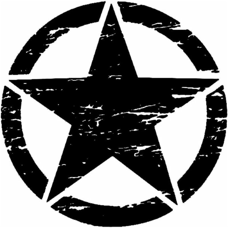 Vurahome – 50 Cm Großer Autoaufkleber „army Star In Distress“ Für Jeep, Große Vinyl-militärgrafik Für Motorhaube Und Karosserie, Passend Für Die Meisten Fahrzeuge – Schwarz