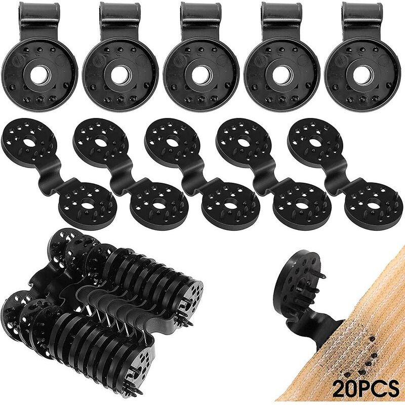 Vurahome – Glückverheißende Schattierungsnetz-clips, 20-teiliges Set Befestigungsclips Für Schattierungsnetze, Spezialclips Mit Öse, Für Zaungewebe, Schattierungsnetze, Winddicht