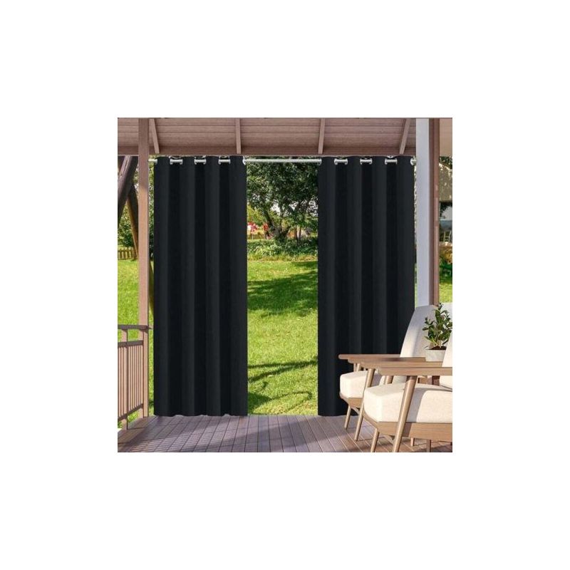 Vurahome - Wasserdichter Outdoor-vorhang, Isolierung/schutz, 2 Stück, 132 X 213 Cm, Schwarz, Winddicht, Uv-beständig, Für Haushalt (garten/pavillon/terrasse)