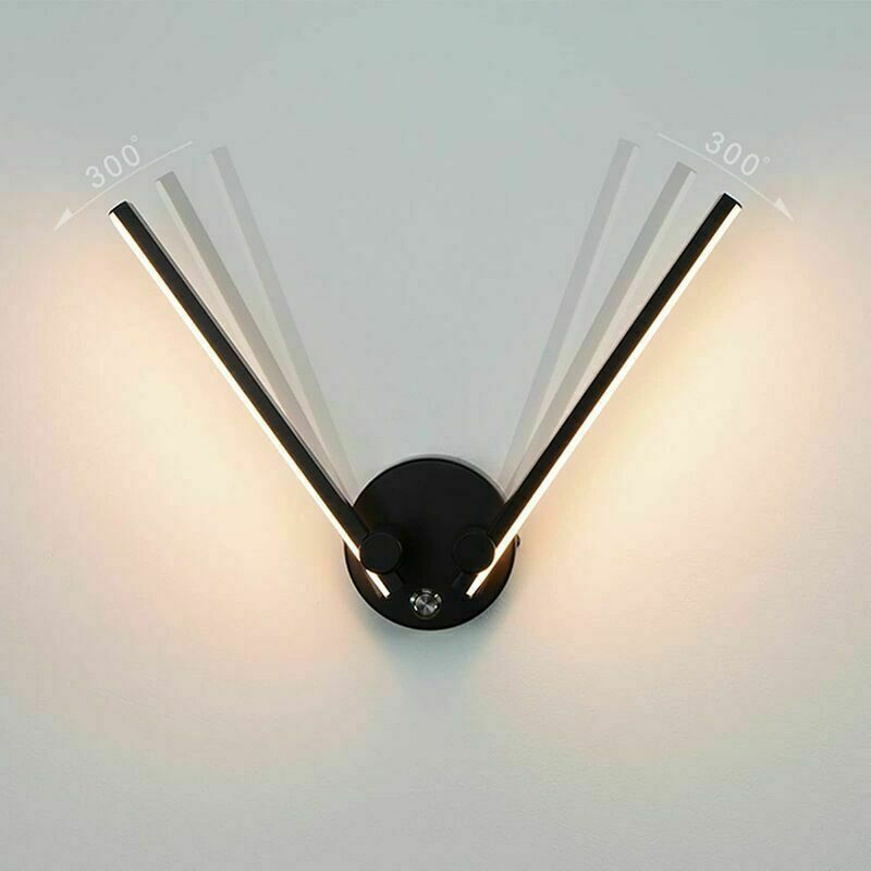 Vurahome - Badezimmer-wandleuchte Mit Schalter, 2 Glühbirnen, 12w, Led Für 73cm Badezimmerspiegel, Doppel-led-licht, 300° Verstellbarer Arm (schwarz 3000k)