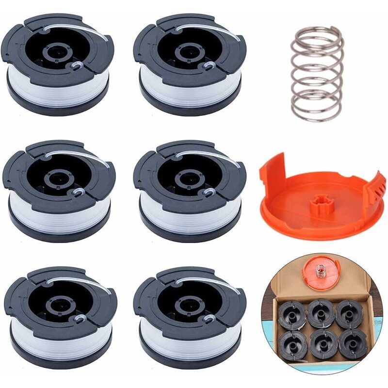 Stück Ersatzspulen Aus Nylon Für Black + Decker Rasenmäher, Inklusive Spulenabdeckungen Und Federn, Passend Für Black & Decker Af-100