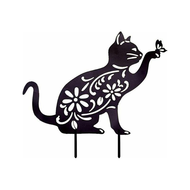 Vurahome – Katzen-gartendekoration, Schwarze Metallkatze, Gartenfigur Zum Aufstellen, Hochwertig Und Wetterfest, Für Rasen, Feste Und Partys