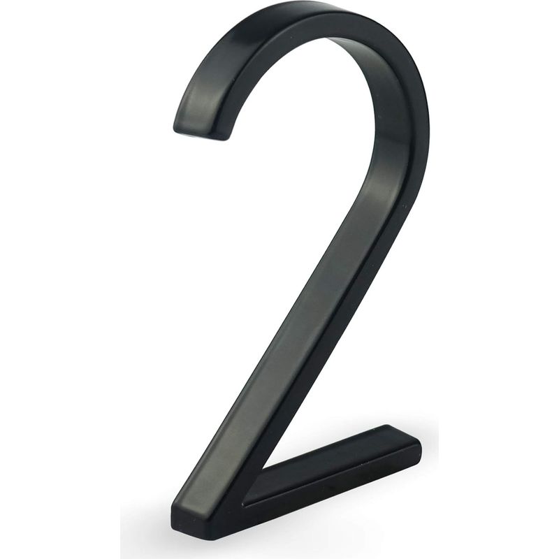 12 Cm (5 Zoll) Großes, Schwebendes Hausnummernschild, Moderne Türnummern, Straßenadressenschild, Schwarzes Metall (schwarz, 2)