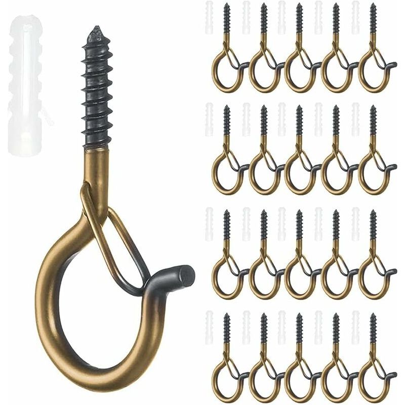 Vurahome - Wandhaken Zum Einschrauben, Deckenhaken, Wandhaken Mit Metallschrauben, 20 Stück, Schraubhaken Für Den Außenbereich, Für Teetassen, Pflanzen, Lampen, Homeoffice, Für Den Innen- Und Außenber