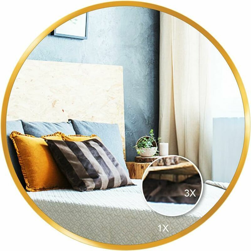 Vurahome – Runder Spiegel (60 Cm), Goldfarbener Runder Wandspiegel, Badezimmerspiegel, Schminkspiegel, Dekorativer Spiegel Für Badezimmer, Ankleidezimmer, Wohnzimmer