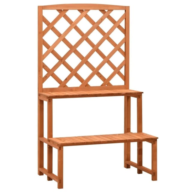 vidaXL Blumentreppe mit Rankgitter Orange 70x42x120cm Massivholz Tanne 314842