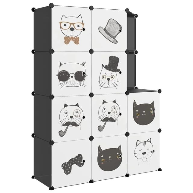 vidaXL Kinderschrank Modular mit 10 Würfeln Schwarz PP 340582