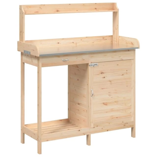 vidaXL Pflanztisch mit Schrank 110,5x45x124,5 cm Massivholz Tanne 156343