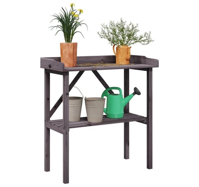vidaXL Pflanztisch mit Ablage Grau 78x38x82,5 cm Massivholz Tanne 156351