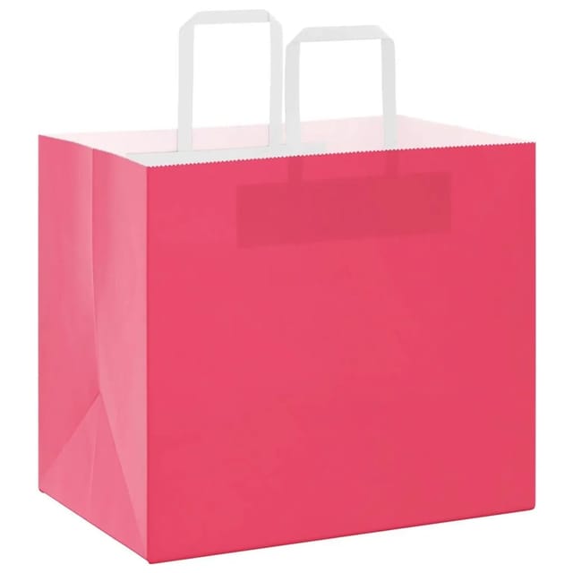 vidaXL Papiertragetaschen 250 Stk mit Henkeln Rosa 32x22x28 cm 4101904