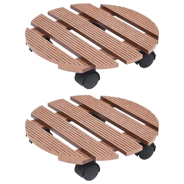 vidaXL Pflanzenroller 2 Stk Braun Ø30x7,5 cm WPC 149033