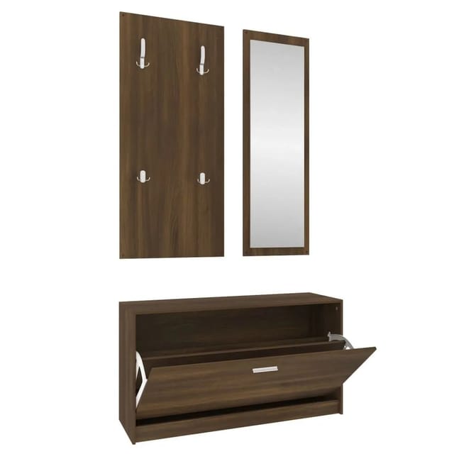 vidaXL 3 Tlg Flurmöbel-Set Braun Eichen-Optik Holzwerkstoff 342576