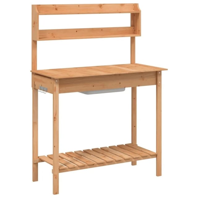 vidaXL Pflanztisch mit Waschbecken 147,5x44x139,5 cm Massivholz Tanne 156347