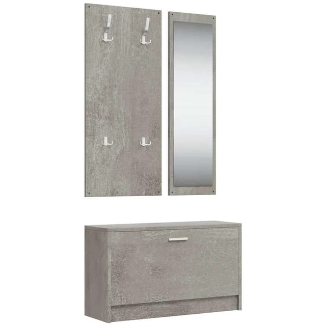 vidaXL 3 Tlg Flurmöbel-Set Betongrau Holzwerkstoff 342573
