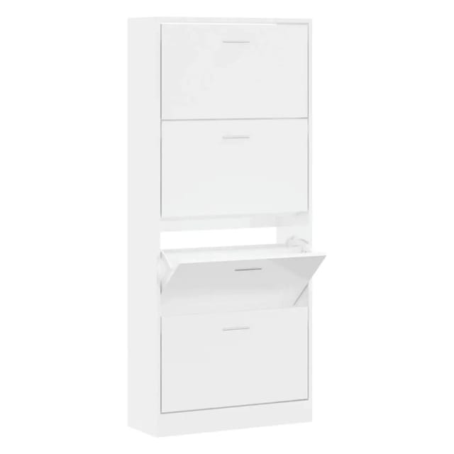 vidaXL Schuhschrank Hochglanz-Weiß 63x24x147 cm Holzwerkstoff 342546