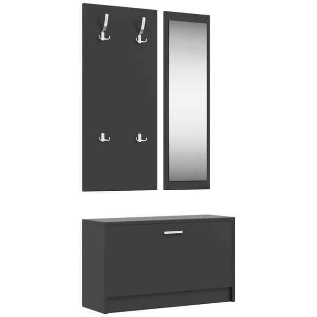 vidaXL 3 Tlg Flurmöbel-Set Schwarz Holzwerkstoff 342571
