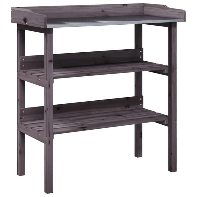 vidaXL Pflanztisch mit Ablagen Grau 78x38x82,5 cm Massivholz Tanne 156354